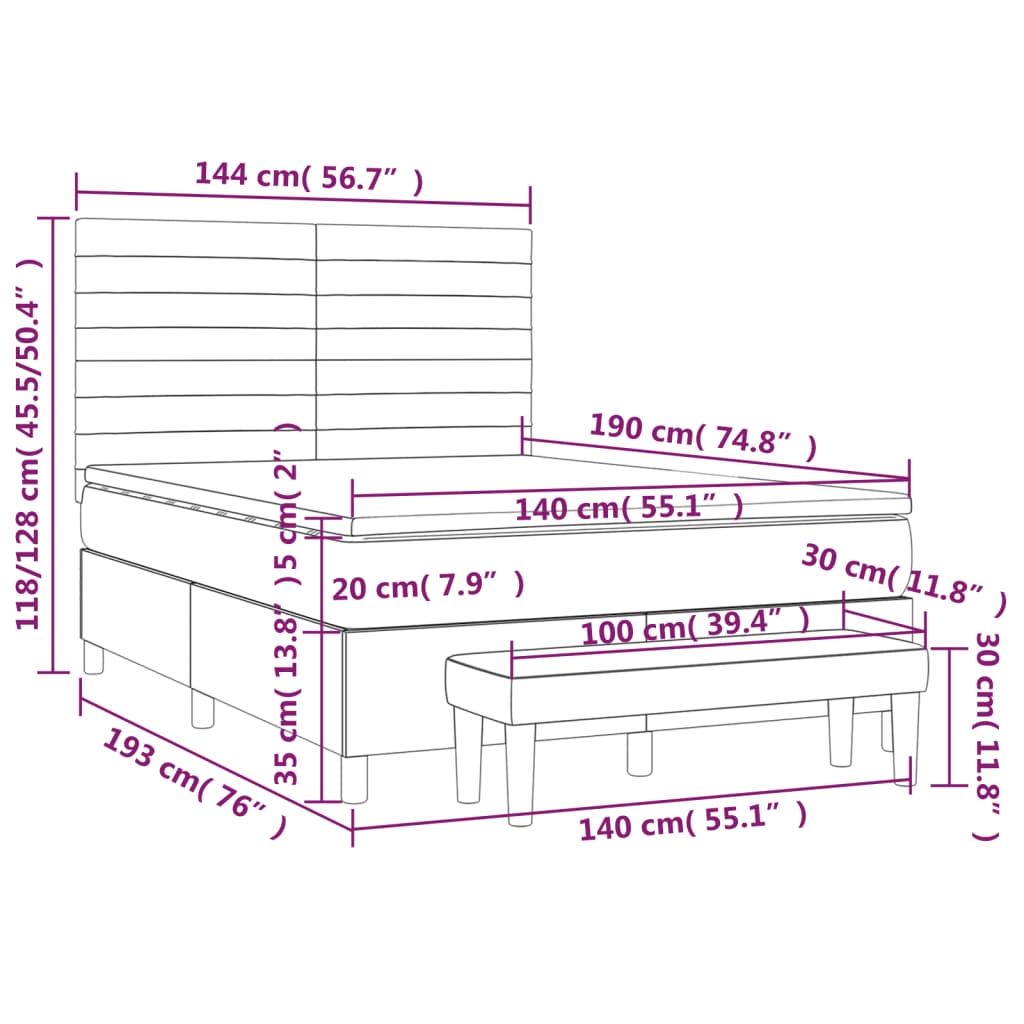 Krevet s oprugama i madracem plavi 140 x 190 cm od tkanine