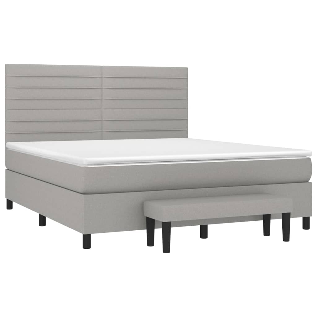 Krevet box spring s madracem svjetlosiva 160x200 cm tkanina
