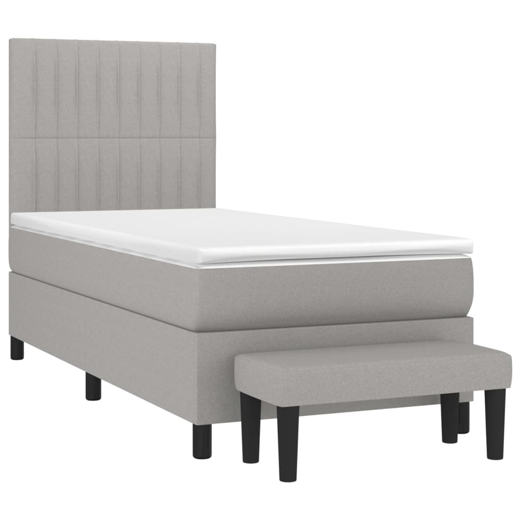 Box spring krevet s madracem svjetlosivi 90x190 cm od tkanine