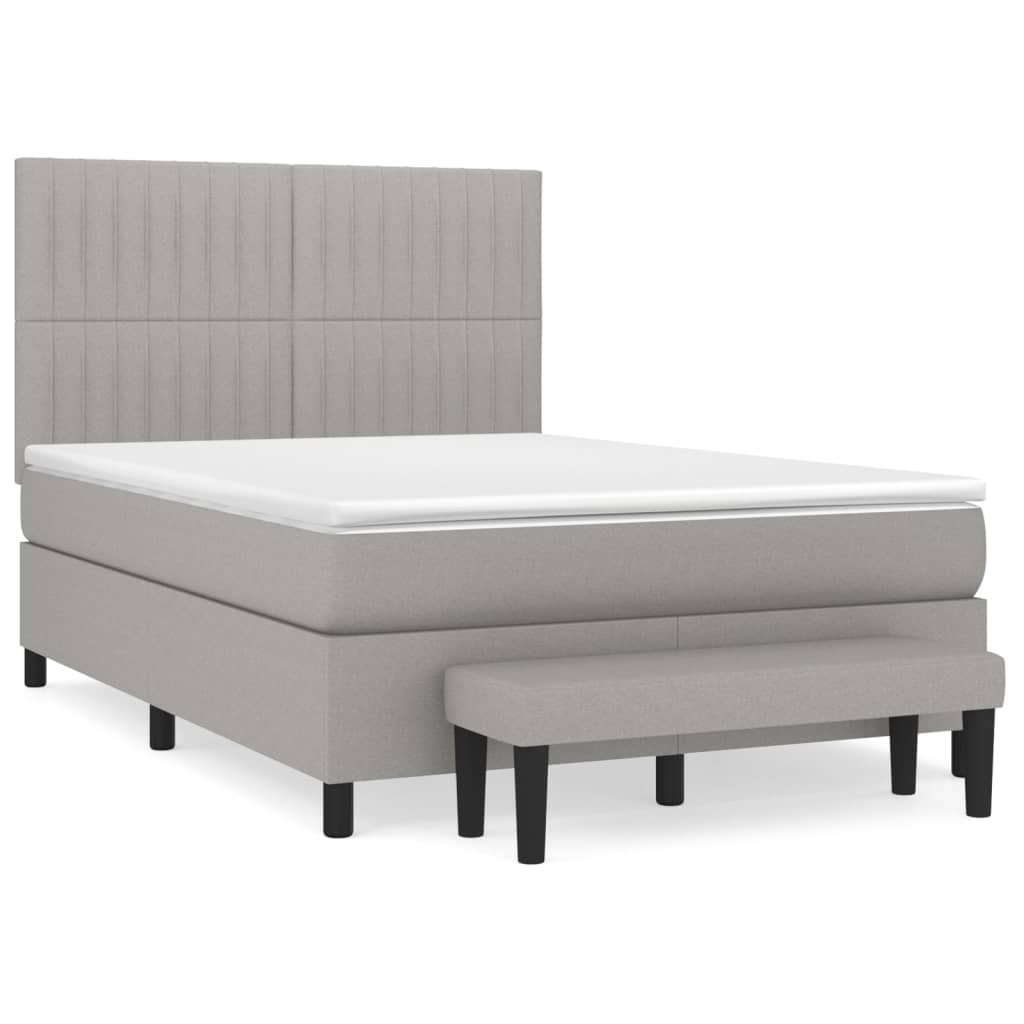 Krevet box spring s madracem svjetlosivi 140x200 cm od tkanine