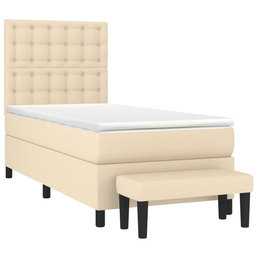 Krevet s oprugama i madracem krem 90 x 190 cm od tkanine