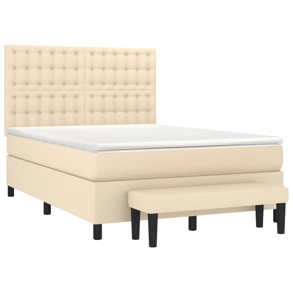 Krevet s oprugama i madracem krem 140 x 190 cm od tkanine
