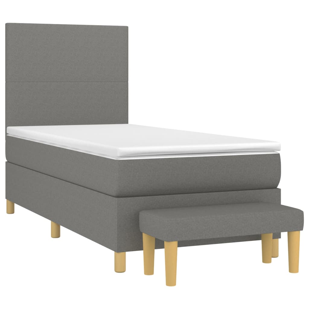Okvir kreveta s oprugama i madrac tamnosivi 80x200cm od tkanine