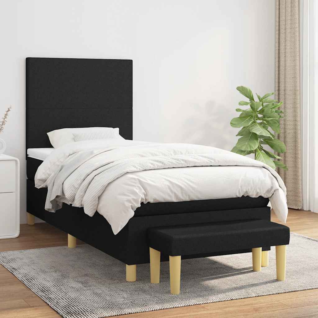Box spring krevet s madracem crni 90x190 cm od tkanine