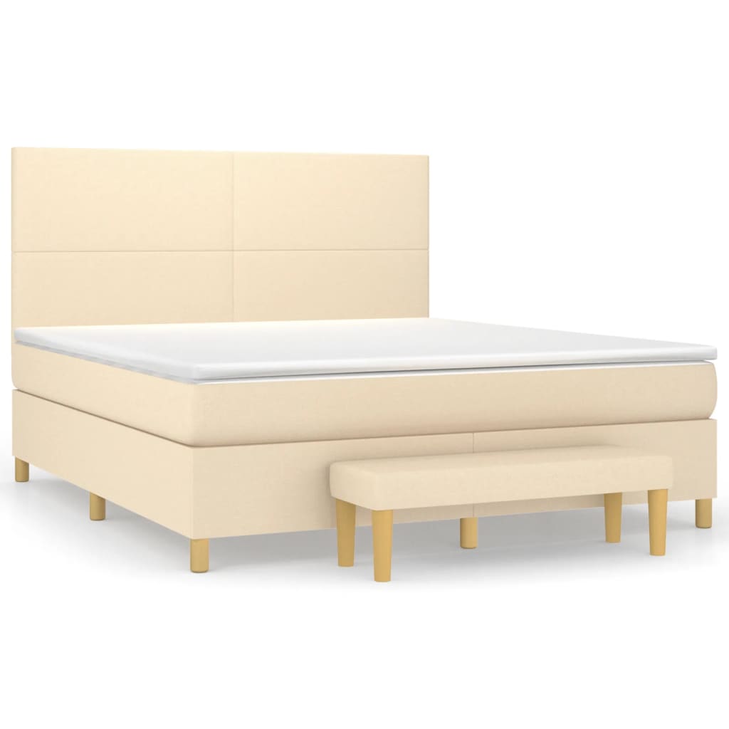 Krevet s oprugama i madracem krem 160x200 cm od tkanine