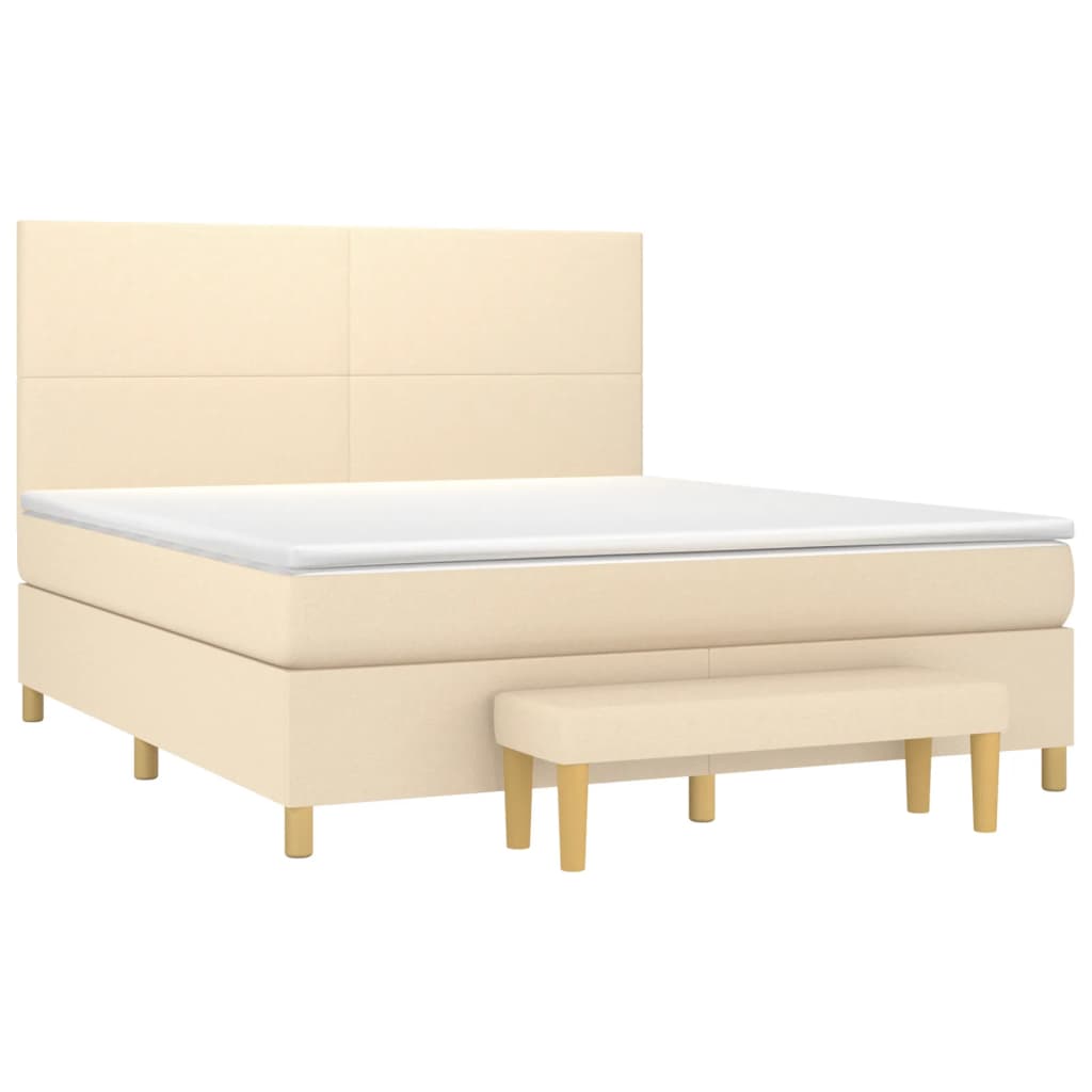 Krevet s oprugama i madracem krem 160x200 cm od tkanine