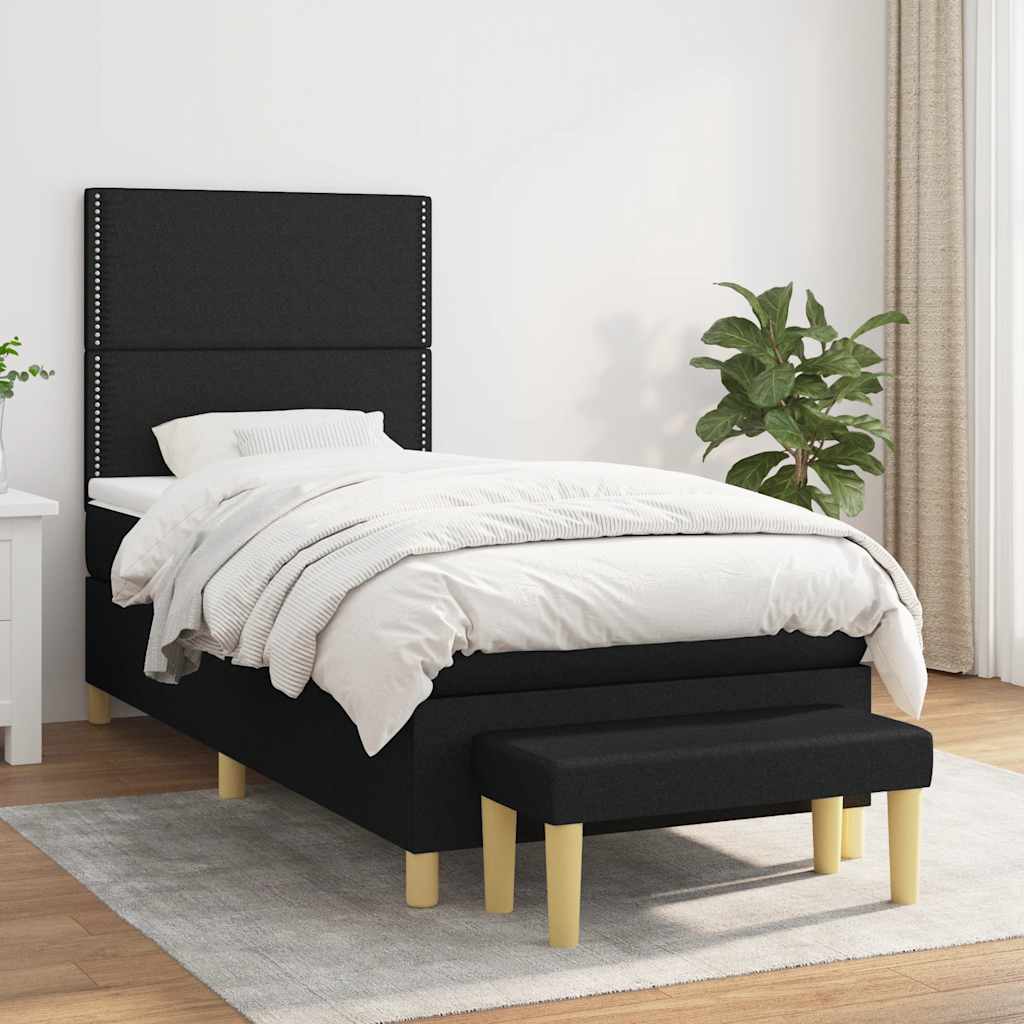 Box spring krevet s madracem crni 90x190 cm od tkanine