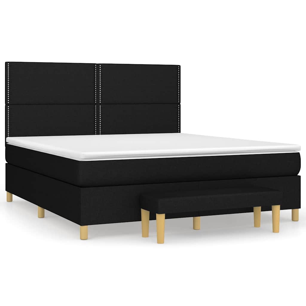 Krevet s oprugama i madracem crni 180x200 cm od tkanine