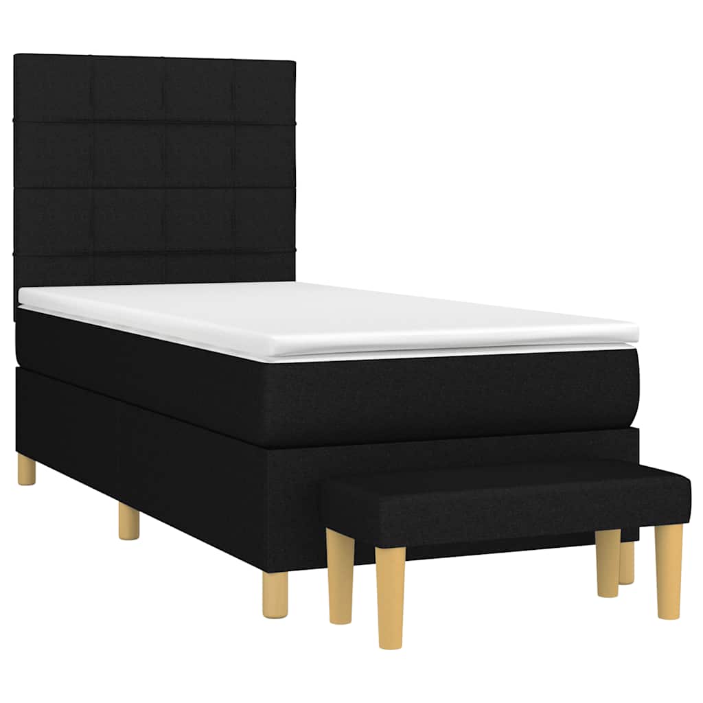 Box spring krevet s madracem crni 90x190 cm od tkanine