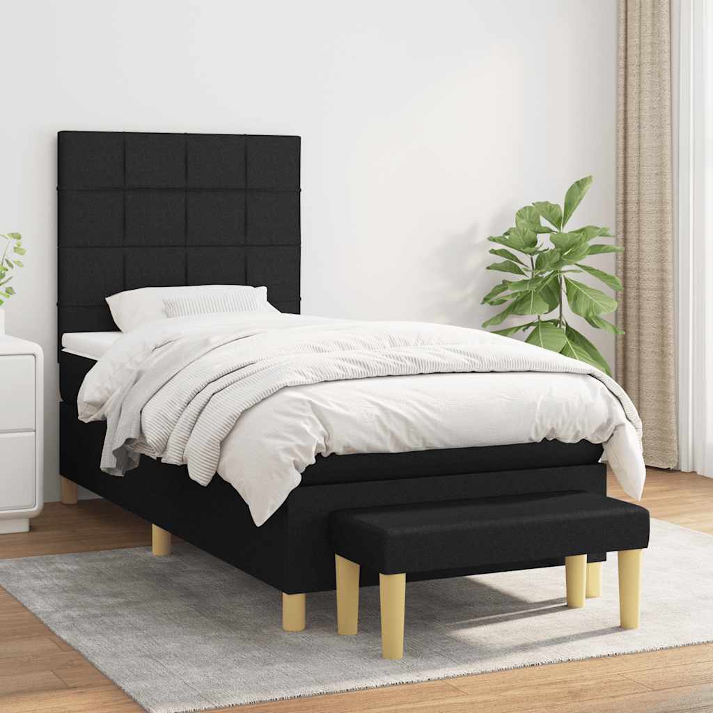Box spring krevet s madracem crni 90x190 cm od tkanine