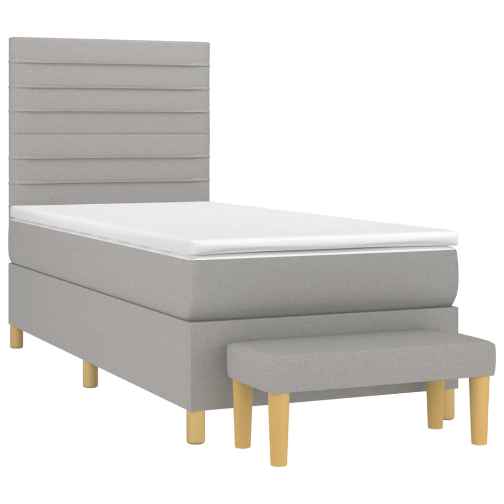 Box spring krevet s madracem svjetlosivi 90x190 cm od tkanine