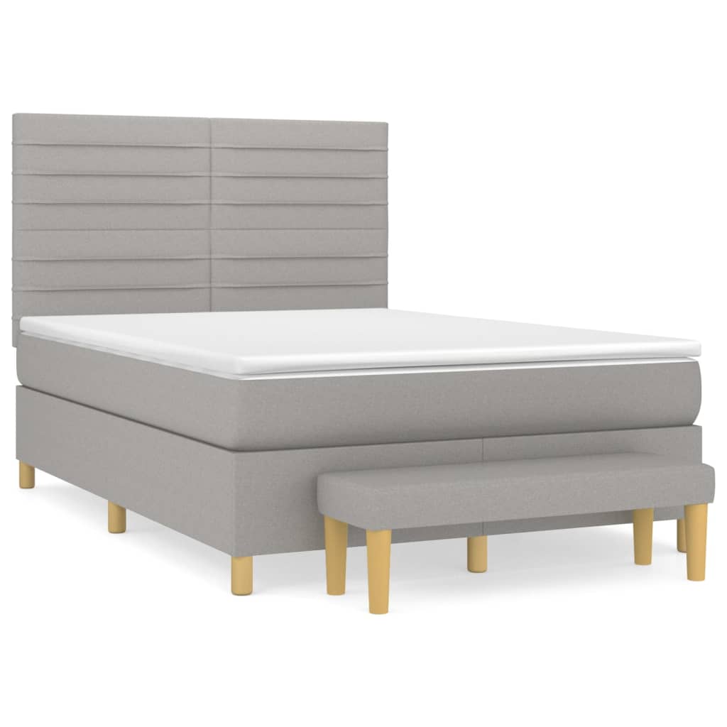 Krevet box spring s madracem svjetlosivi 140x200 cm od tkanine