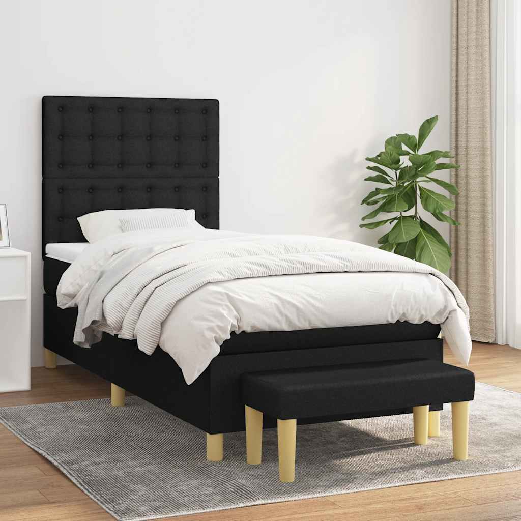Box spring krevet s madracem crni 90x190 cm od tkanine