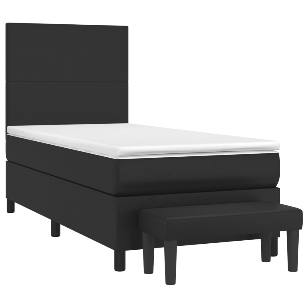 Krevet s oprugama i madracem crni 90x190 cm od umjetne kože