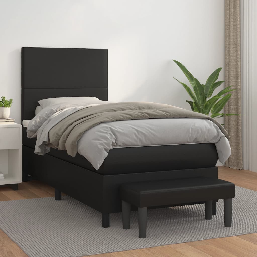Krevet s oprugama i madracem crni 90x190 cm od umjetne kože