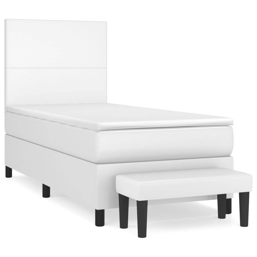 Krevet s oprugama i madracem bijeli 100x200 cm od umjetne kože