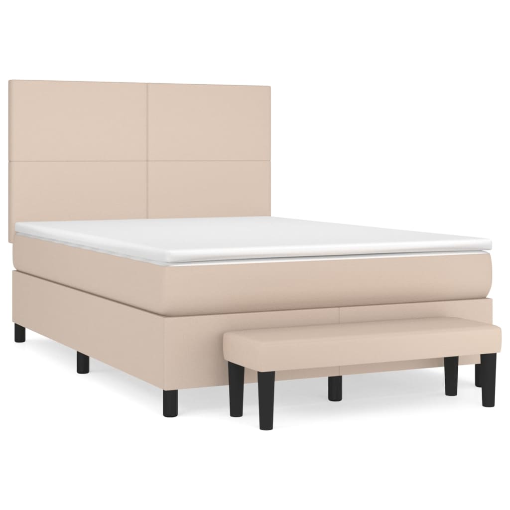Krevet s oprugama i madrac cappuccino 140x190cm od umjetne kože