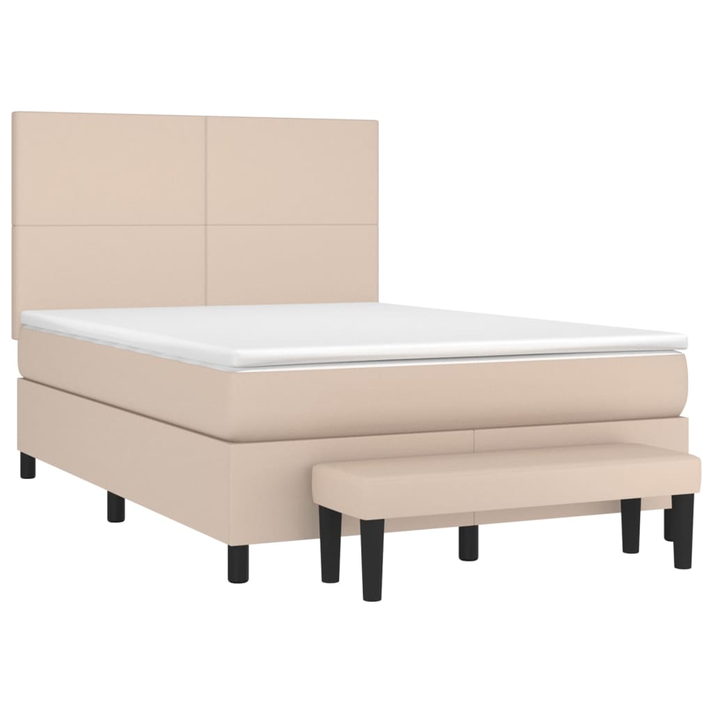 Krevet s oprugama i madrac cappuccino 140x190cm od umjetne kože