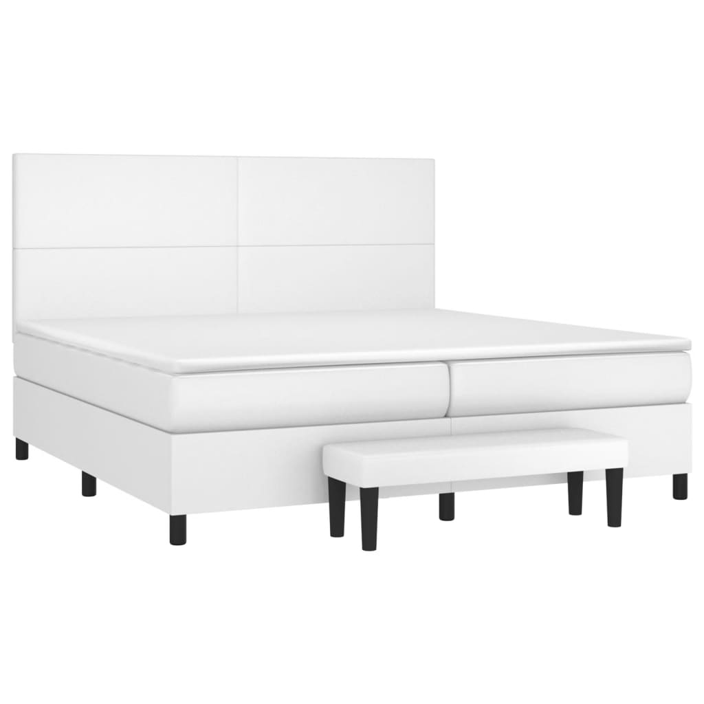 Krevet s oprugama i madracem bijeli 200x200 cm umjetna koža