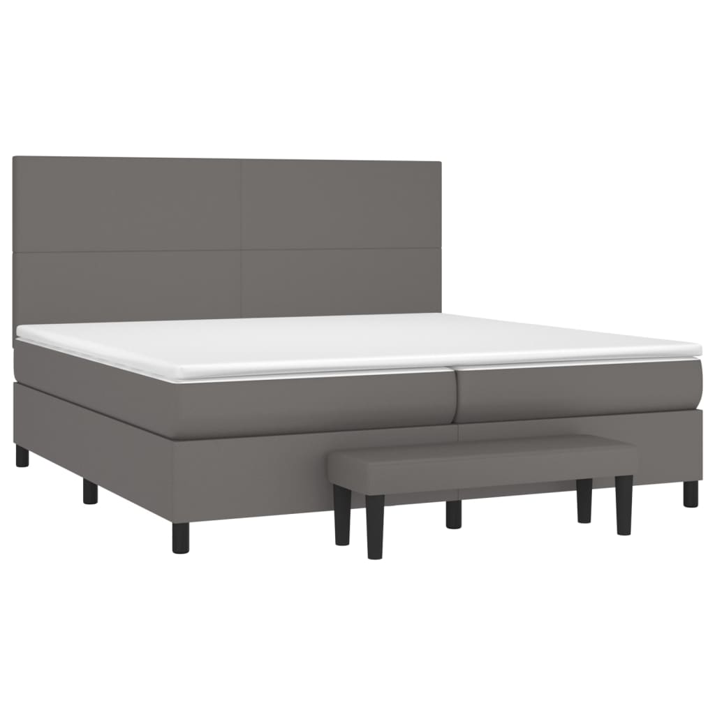 Krevet s oprugama i madracem sivi 200x200 cm od umjetne kože