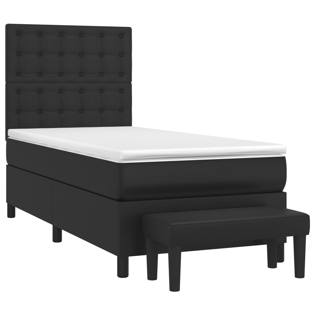 Krevet s oprugama i madracem crni 90x190 cm od umjetne kože