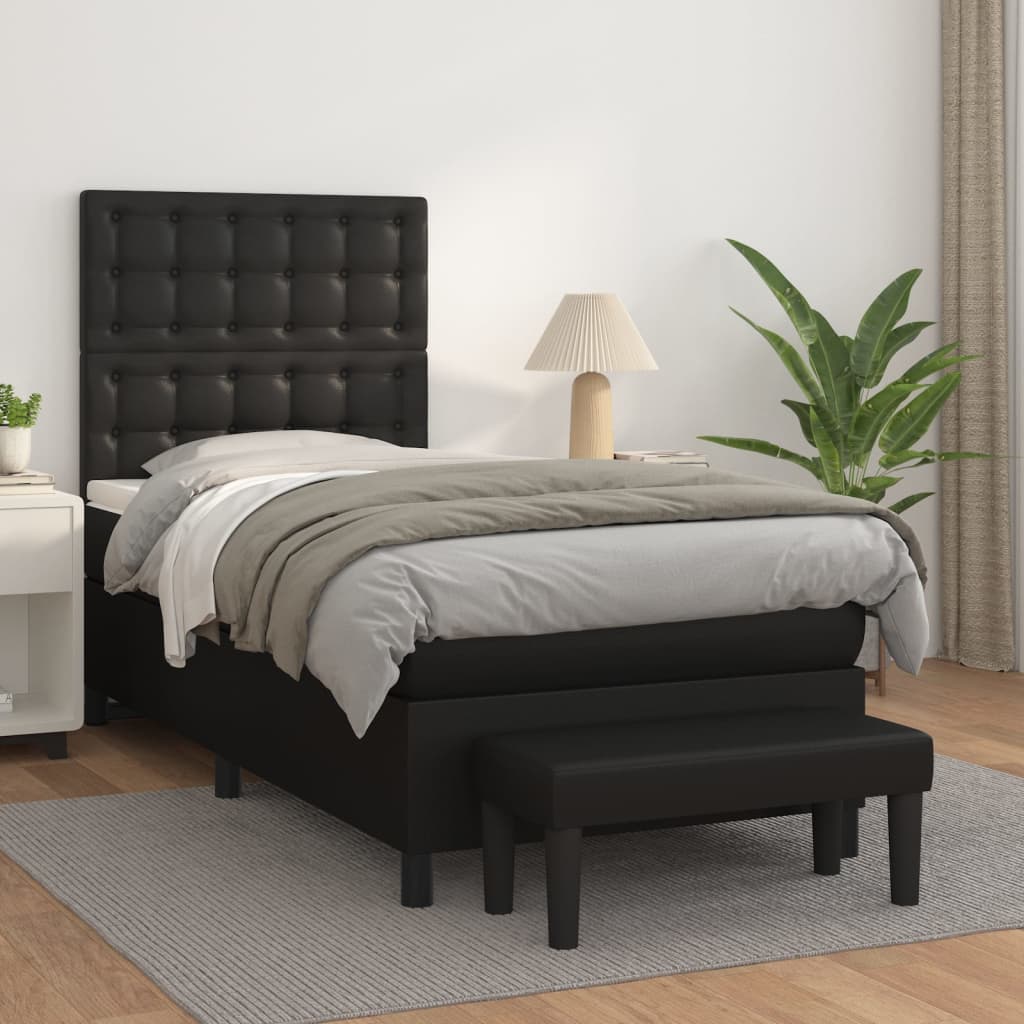 Krevet s oprugama i madracem crni 90x190 cm od umjetne kože