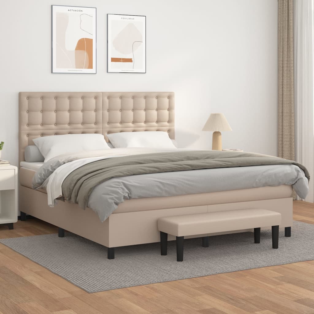 Krevet box spring s madracem cappuccino 180x200 cm umjetna koža