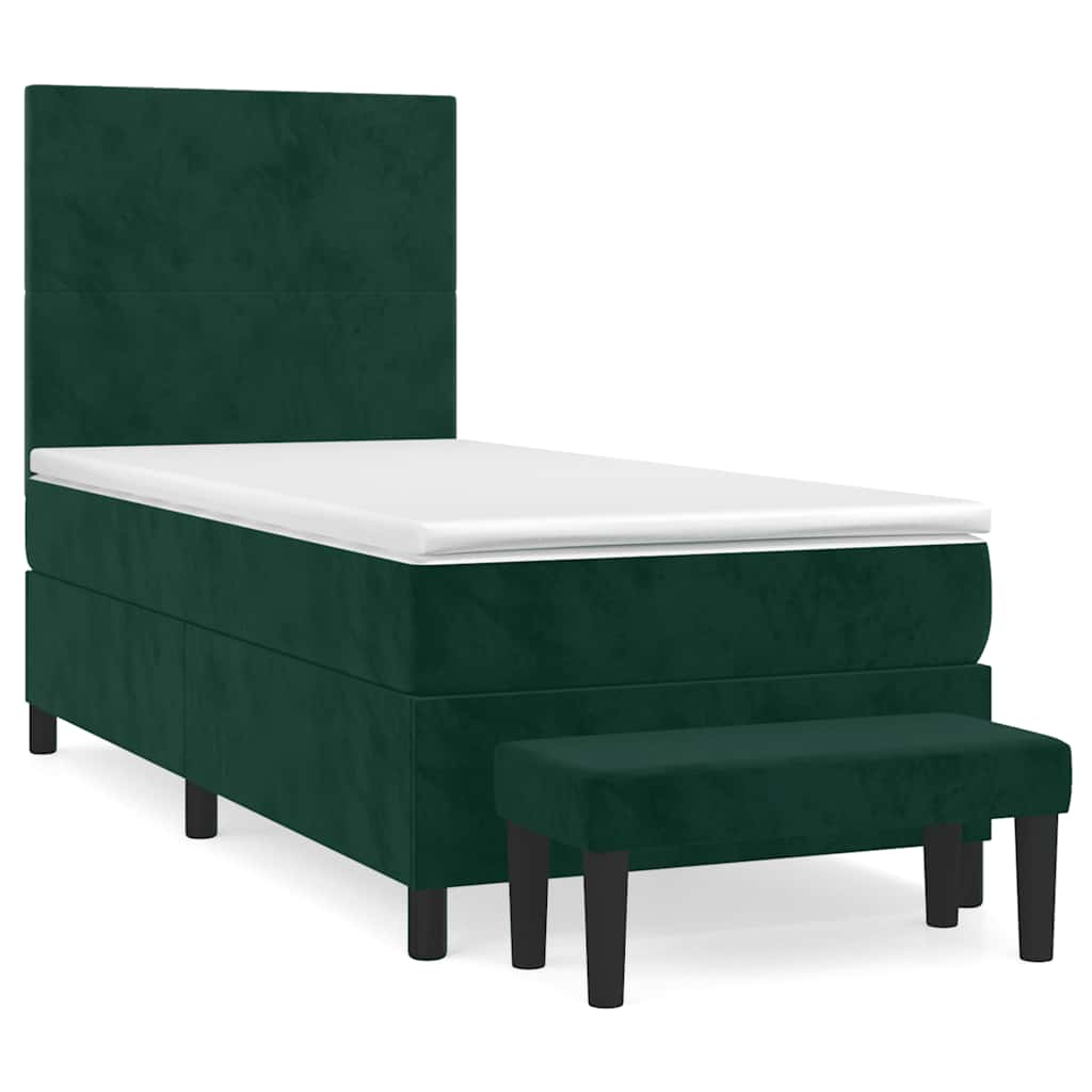 Box spring krevet s madracem tamnozeleni 80 x 200 cm baršunasti