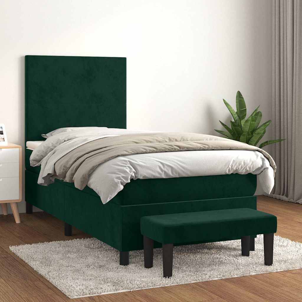 Box spring krevet s madracem tamnozeleni 80 x 200 cm baršunasti