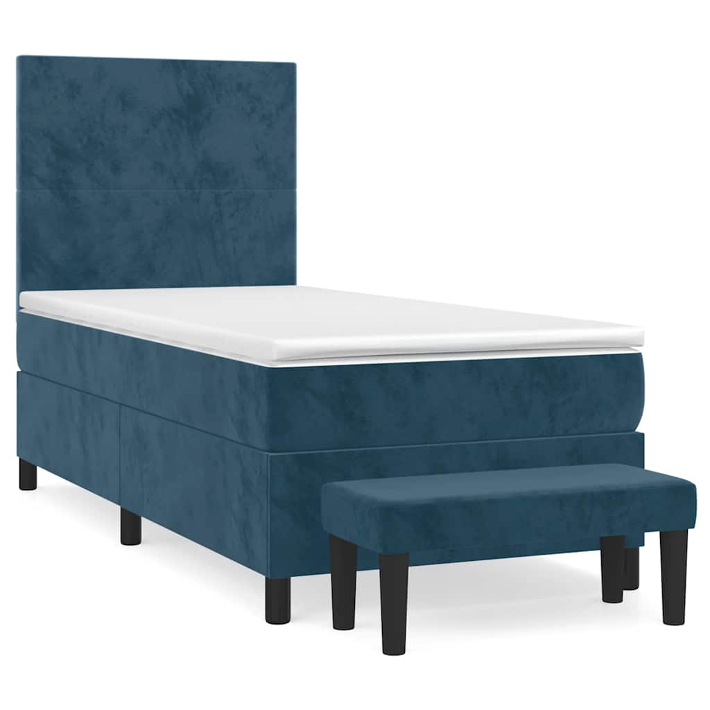 Box spring krevet s madracem tamnoplavi 80 x 200 cm baršunasti