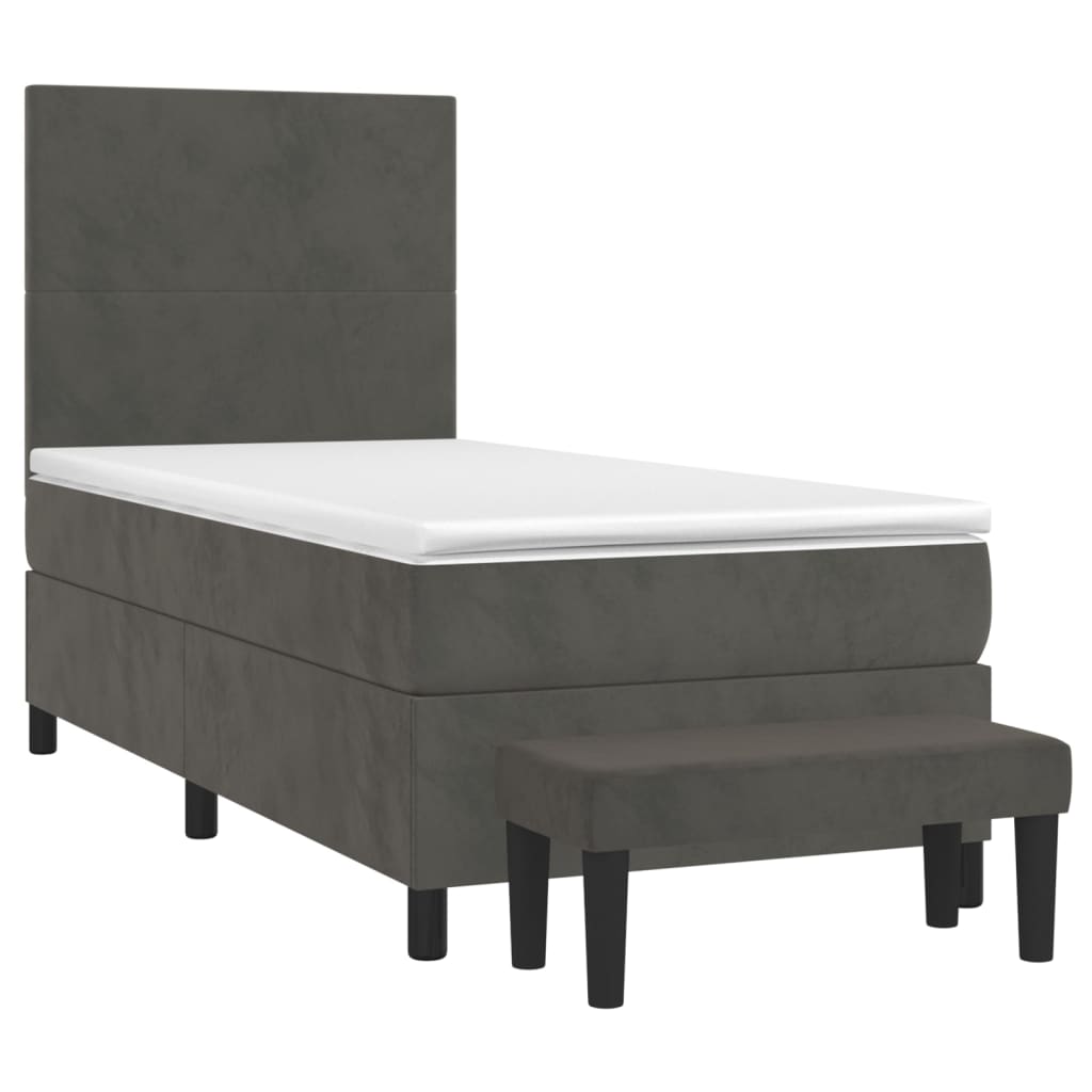 Box spring krevet s madracem tamnosivi 90x200 cm baršunasti