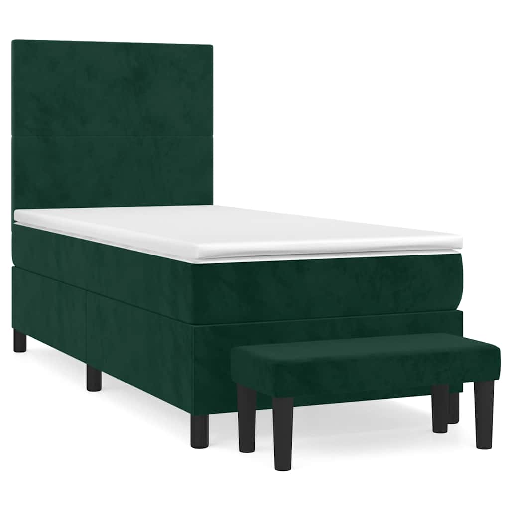 Box spring krevet s madracem tamnozeleni 90x200 cm baršunasti