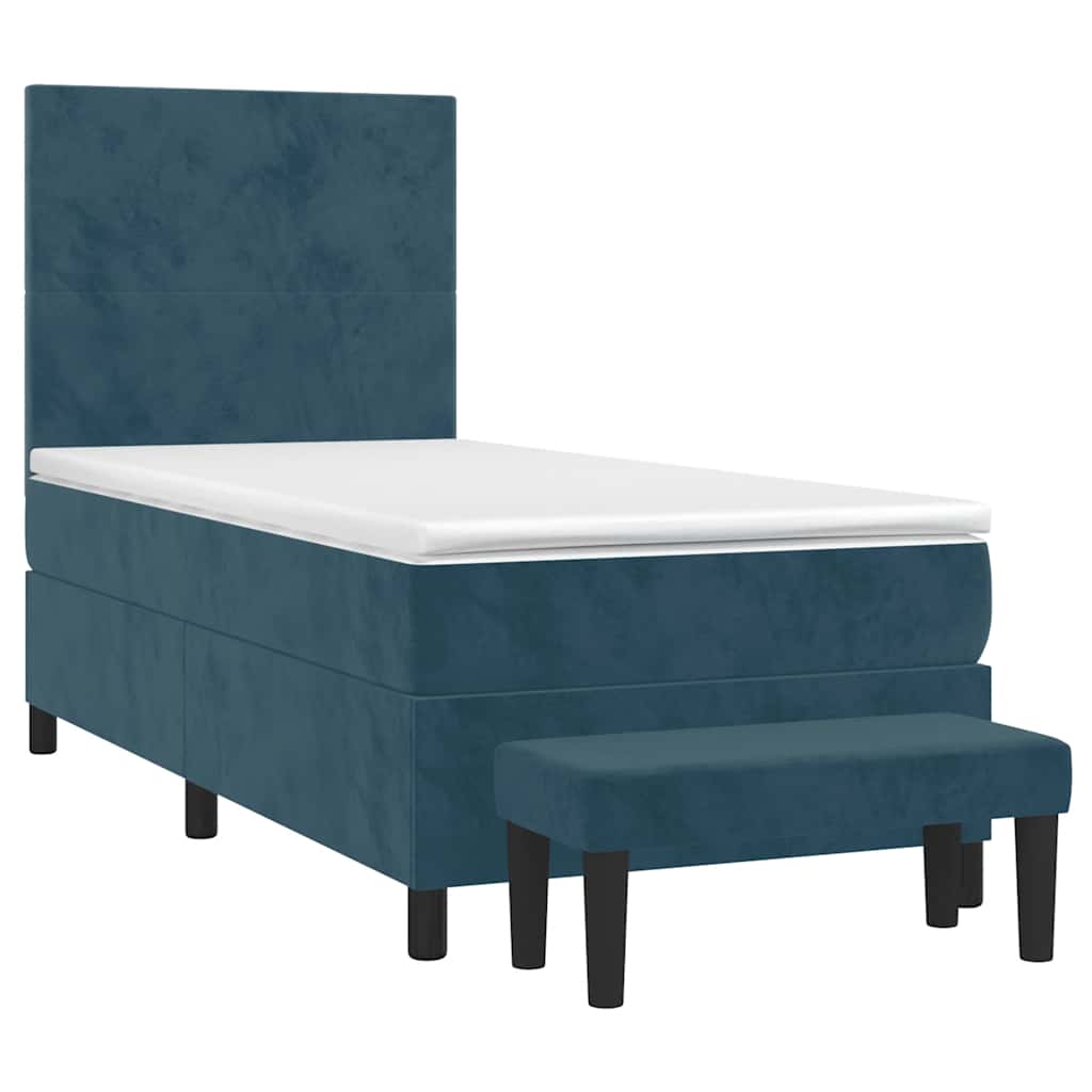 Box spring krevet s madracem tamnoplavi 100x200 cm baršunasti