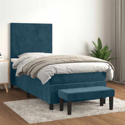 Box spring krevet s madracem tamnoplavi 100x200 cm baršunasti