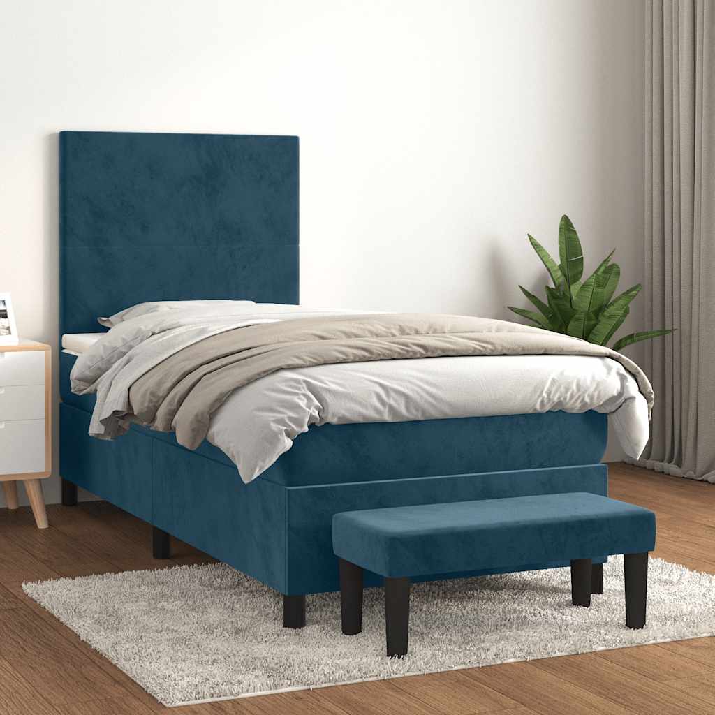 Box spring krevet s madracem tamnoplavi 100x200 cm baršunasti