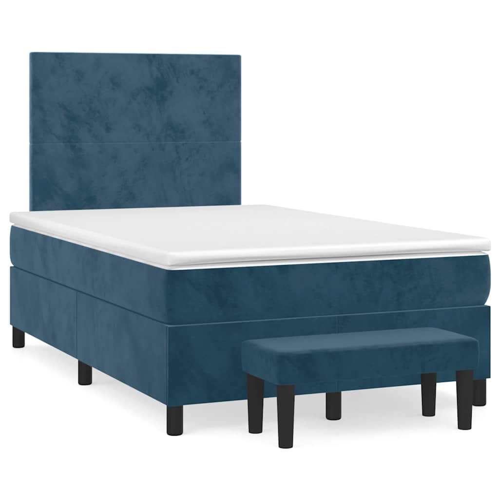 Box spring krevet s madracem tamnoplavi 120 x 200 cm baršunasti