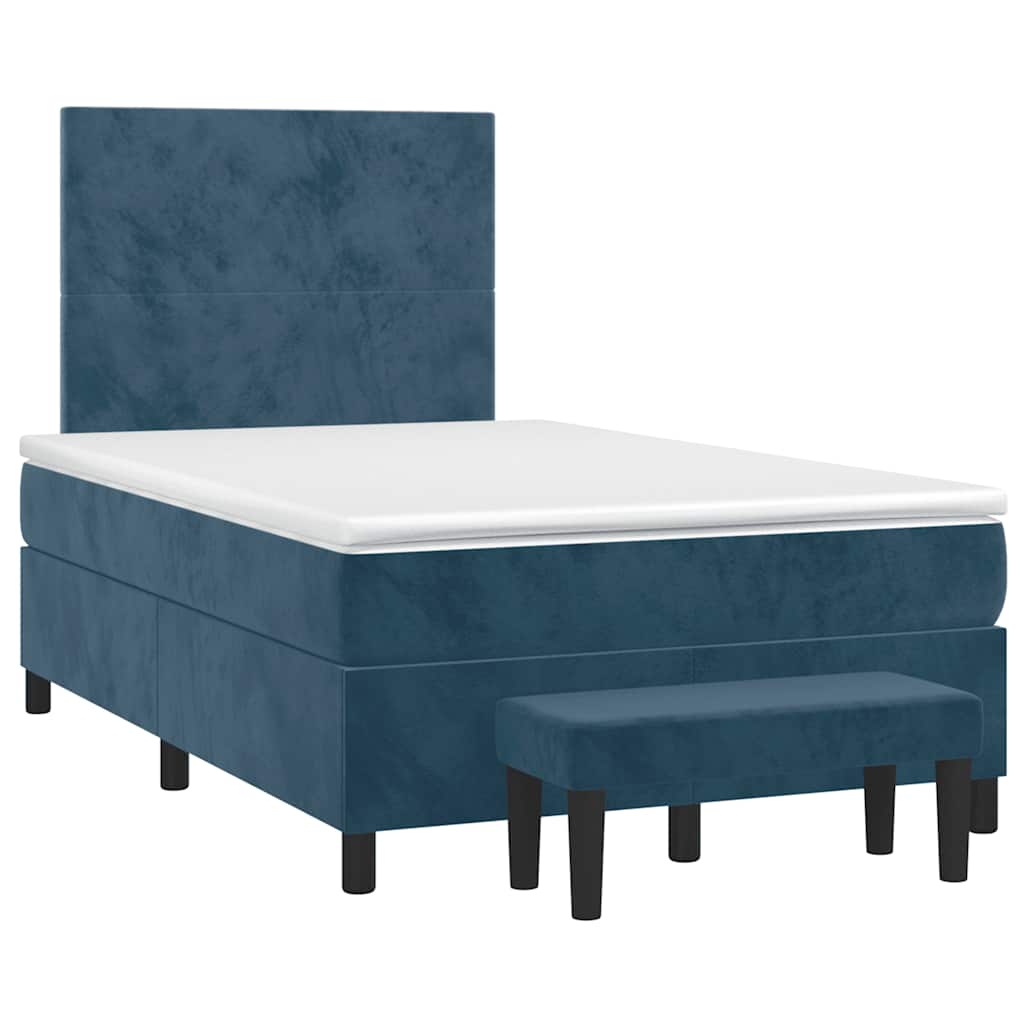 Box spring krevet s madracem tamnoplavi 120 x 200 cm baršunasti