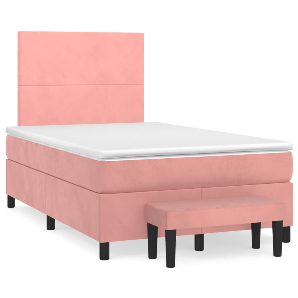 Box spring krevet s madracem ružičasti 120 x 200 cm baršunasti