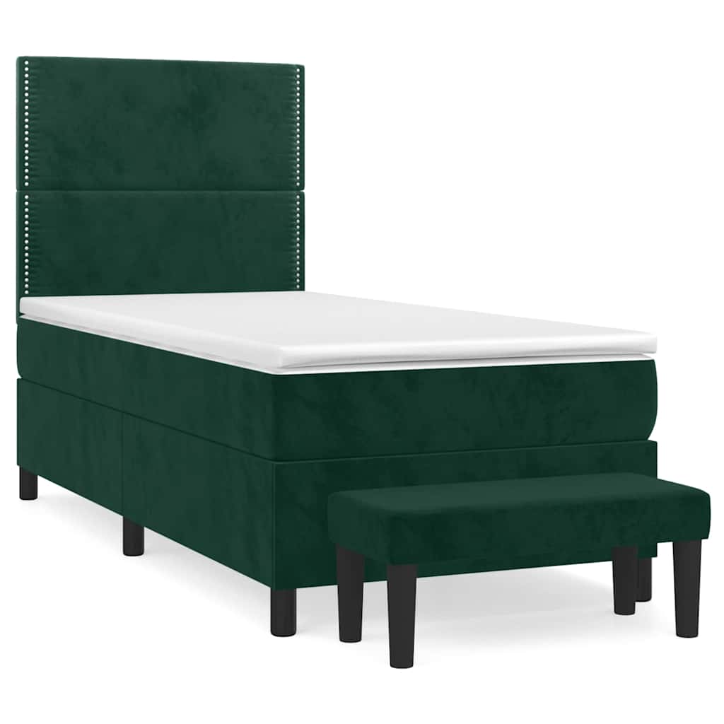 Box spring krevet s madracem tamnozeleni 90x200 cm baršunasti