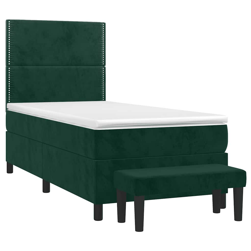 Box spring krevet s madracem tamnozeleni 90x200 cm baršunasti