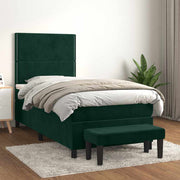 Box spring krevet s madracem tamnozeleni 90x200 cm baršunasti
