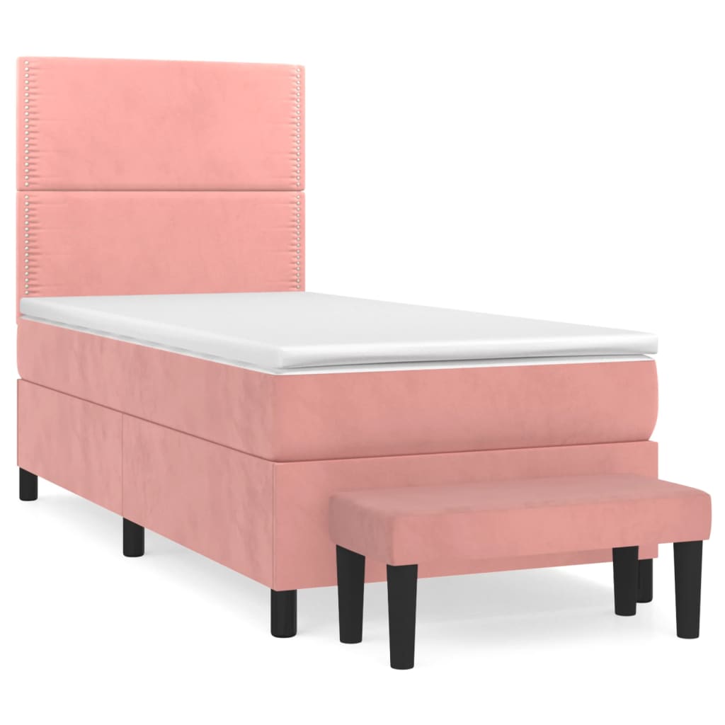 Box spring krevet s madracem ružičasti 90x200 cm baršunasti