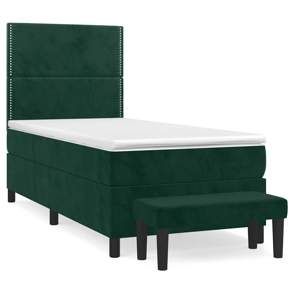 Box spring krevet s madracem tamnozeleni 100x200 cm baršunasti