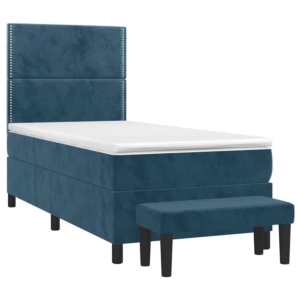 Box spring krevet s madracem tamnoplavi 100x200 cm baršunasti