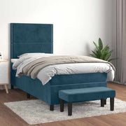 Box spring krevet s madracem tamnoplavi 100x200 cm baršunasti