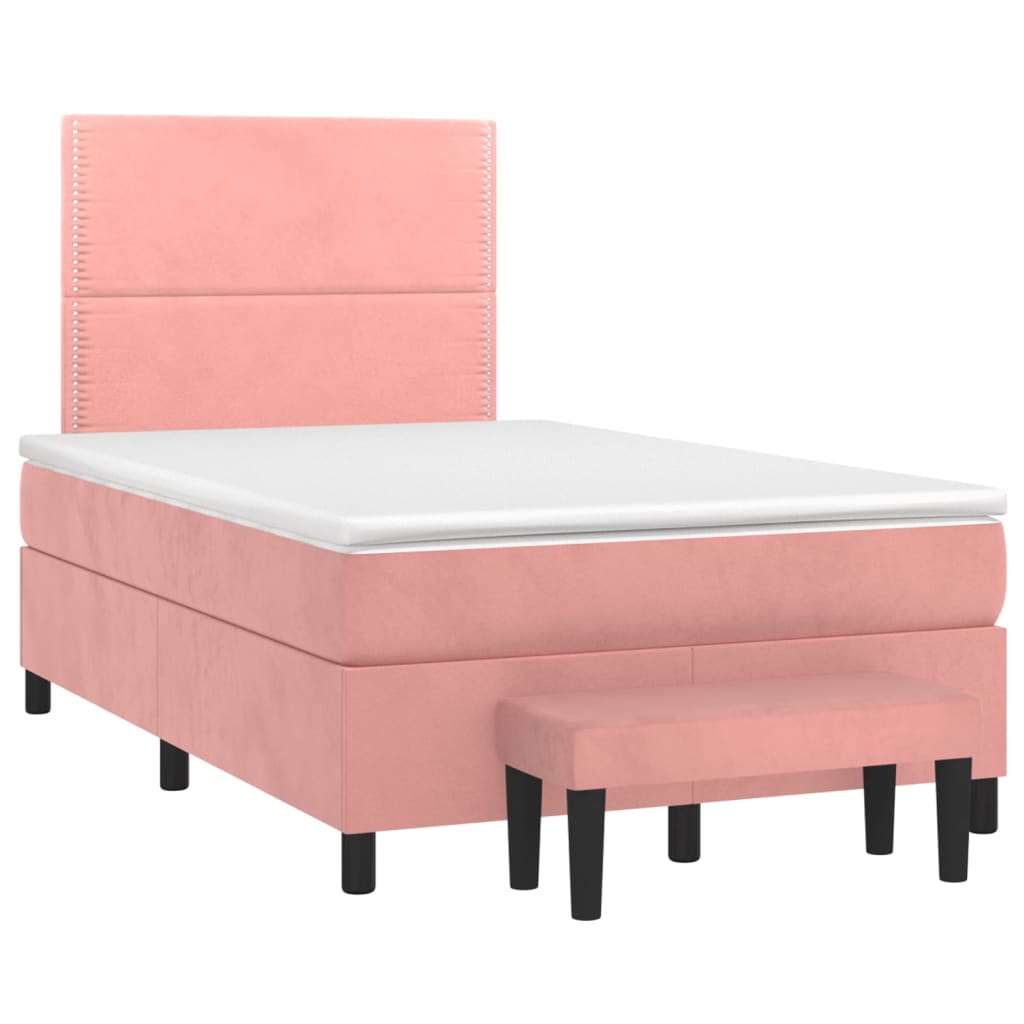 Box spring krevet s madracem ružičasti 120 x 200 cm baršunasti