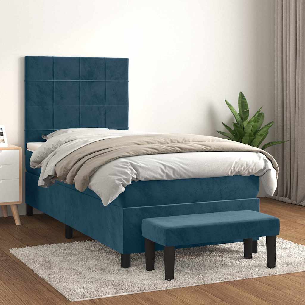 Box spring krevet s madracem tamnoplavi 80 x 200 cm baršunasti