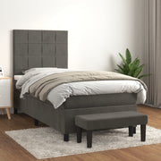 Box spring krevet s madracem tamnosivi 90x190 cm baršunasti