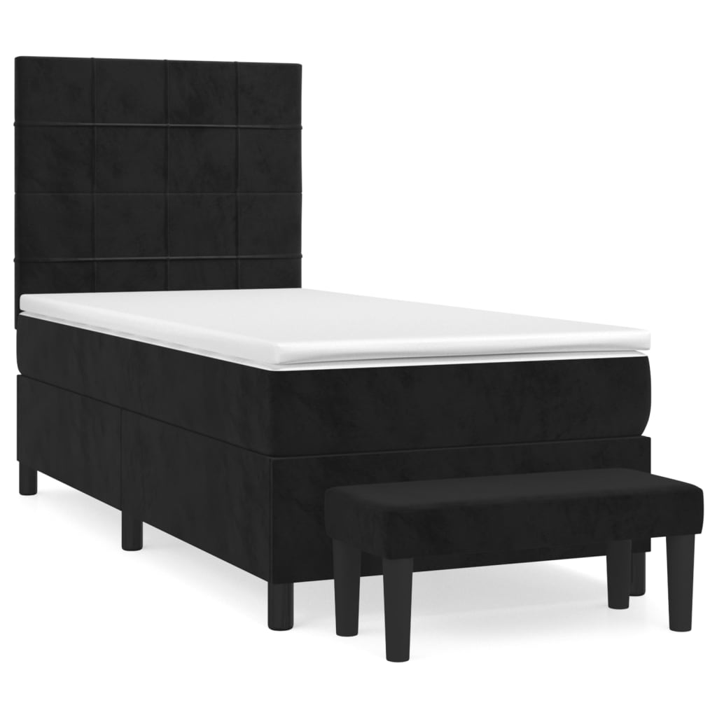 Box spring krevet s madracem crni 90x190 cm baršunasti