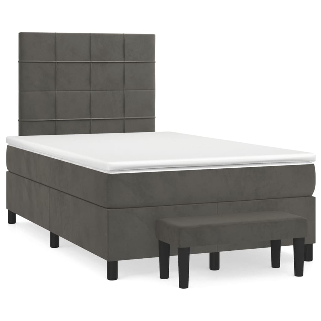 Box spring krevet s madracem tamnosivi 120 x 200 cm baršunasti